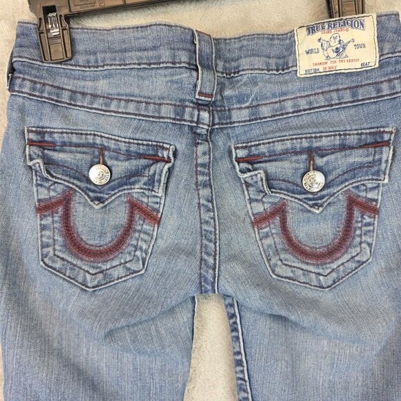 True Religion Jeans Womens 25 Blue Skinny WLH509X78 Distressed Made USA - Picture 11 of 14